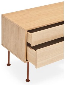 Comodă TV cu aspect de lemn de stejar Teulat Yoko, roșu cărămiziu