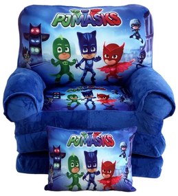 Fotoliu din plus extensibil in 3 pliuri, Pjmasks, 120 cm, Albastru - FPE-35