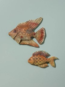 Set 2 decorațiuni de perete pește din rășină, design tribal, H25,5 cm