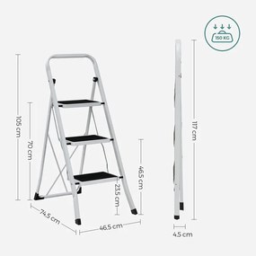 Scara cu treapta, Songmics, Alb, GSL03WT