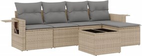 vidaXL Set canapele de grădină cu perne, 6 piese, bej, poliratan