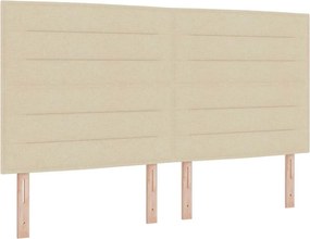 vidaXL Pat cu arc LED cu saltea Crem 180 x 200 cm țesătură