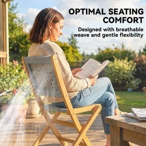 Outsunny Set de 2 Scaune de Grădină din Ratan PE, Scaune Pliabile de Exterior, Structură din Lemn de Salcâm, pentru Balcon, Terasă, Suport până la 160 kg, Gri | Aosom Romania