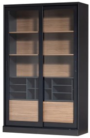 Vitrină neagră/în culoare naturală din lemn de pin cu ușă glisantă 125x200 cm James – WOOOD