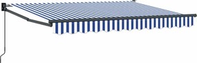 vidaXL Copertină retractabilă manuală Albastru și Alb 3,5 x 2 m