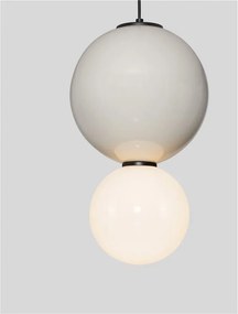 Pendul LED decorativ portelan gri, sticla alb, NOESIS