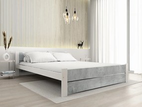 Pat IKAROS DOUBLE 180 x 200 cm, beton/alba Saltele: Cu saltele Coco Maxi 20 cm, Somiera pat: Cu lamele drepte