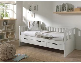 Pat Cabină Fritz 90x200 cm cu Sertare, pentru Copii, Alb – Vipack