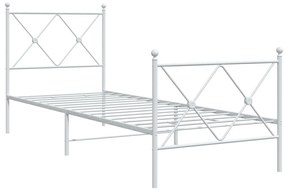 376560 vidaXL Cadru de pat metalic cu tăblie de cap/picioare, alb, 80x200 cm