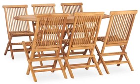 vidaXL Set mobilier de exterior pliabil, 7 piese, lemn masiv de tec