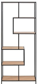 Bibliotecă neagră/cu aspect de lemn de stejar 77x185 cm Seaford – Actona