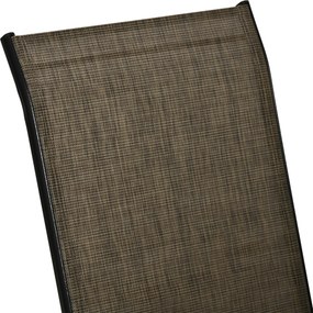 Outsunny Set 6 Piese Scaune de Gradina cu Cotiere, Scaune de Exterior Stivuibile din Metal si Tesatura Respirabila, Maro | Aosom Romania