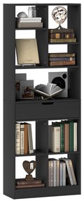 HOMCOM Bibliotecă mobilier de depozitare cu sertar și rafturi deschise, 60 x 26 x 158 cm, negru | Aosom Romania