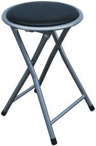 Scaun pliabil IRMA, negru/argintiu, metal/piele ecologica, 30x45 cm