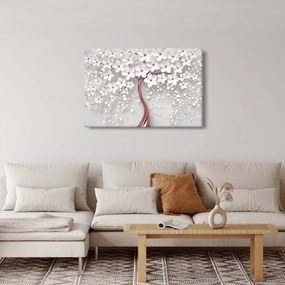 Tablou - Imaginea copacului alb cu flori albe, rosegold (90x60 cm)