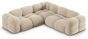 Colțar bej cu tapițerie din catifea Loretto – Cosmopolitan Design