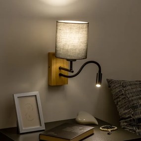 Lampă LED de perete Brilagi NUBILA WOOD 1xE27/25W/230V + LED/3W stejar/antracit