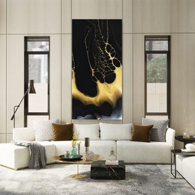 Tablou Canvas, 60x120cm, Dormitor si Living, Abstracte, Marble, Black Golden Marble