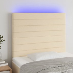3122551 vidaXL Tăblie de pat cu LED, crem, 90x5x118/128 cm, textil