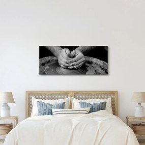 Tablou alb negru - producția de ceramică (120x50 cm)