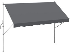 Outsunny Parasolar Manual Retractabil 300x175x210-310 cm Ajustabil cu Manivela Protectie Solara UV40+ pentru Balcon Terasa Gri | Aosom Romania