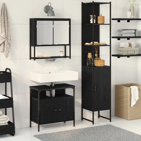 vidaXL Set de baie 3 piese în stejar negru