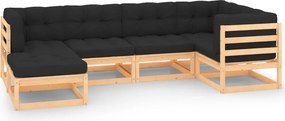 vidaXL Set mobilier de grădină cu perne, 6 piese, lemn masiv de pin
