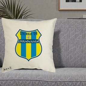 Perna Personalizata Unirea '04 Slobozia Fotbal, 40x40 cm, Ecru, Husa Detasabila, Perna Inclusa, BEKZ®