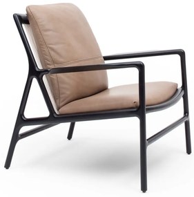 Fotoliu negru-bej cu tapițerie din piele Dedo – Gazzda