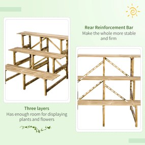 Outsunny suport de flori pliabil cu 3 etaje, din lemn natural, 78 cm, pentru interior și exterior | Aosom Romania