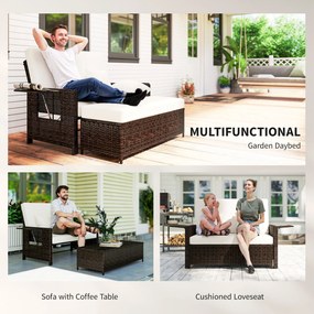 Outsunny Canapea de Gradina cu Banca Mobilier de Gradina din Ratan Maro | Aosom Romania