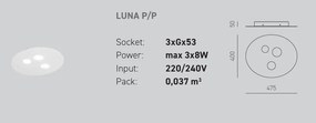 Plafoniera moderna Luna 40x47,5cm, alb sau gri