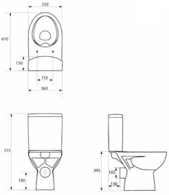 Cersanit K27-062 - Vas WC pe pardoseală PARVA, ceramică, alb