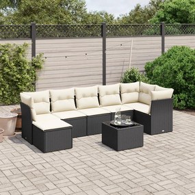 3263202 vidaXL Set mobilier de grădină cu perne, 8 piese, negru, poliratan