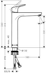 Baterie inalta pentru lavoar, Hansgrohe, Focus 230, fara ventil, crom