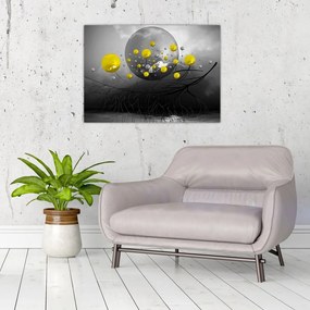Tablou pe sticlă - bile abstracte galbene (70x50 cm)