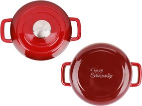 Oală fontă emailată cu capac 20 cm 2,7 L Roșu tradițional Fontestic Cosy &amp; Trendy 9967501