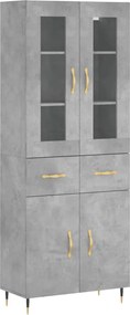 vidaXL Dulap înalt, gri beton, 69,5x34x180, lemn compozit