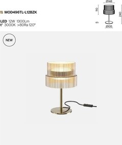 Veioza LED cu sticla canelata Scala bronz