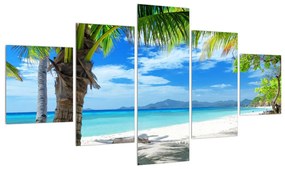Tablou cu palmier și plaja (125x70 cm), în 40 de alte dimensiuni noi