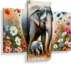 Tablou - Mama elefant, acuarelă (90x60 cm)