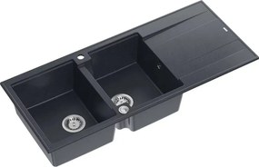 Chiuveta compozit incastrata Quadron Evan 121 negru - inox 116x50 cm
