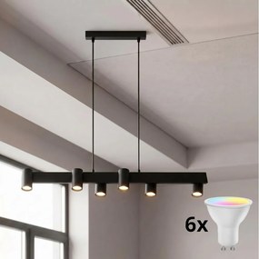 Brilagi - Lustră LED RGBW dimabilă suspendată pe cablu SELE 6xGU10/6,5W/230V neagră