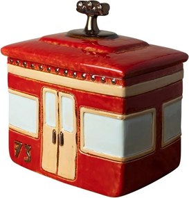 Cutie decorativa, din ceramica, rosie, Box Cable