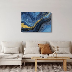 Tablou - Abstracție albastru-aurie (90x60 cm)