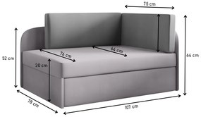 Supermobel Canapea extensibila copii MILO, 107x64x78, pilka/casablanka 16, stanga