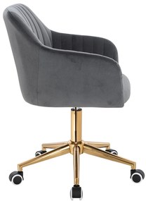 HR190K Scaun Grafit din Catifea cu Bază Aurie