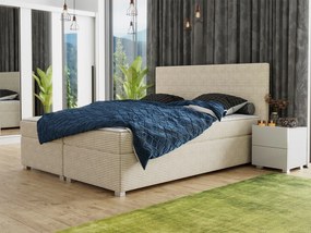 Pat matrimonial 140 cm Moritena (crem) (cu somieră și saltea). Promo -17%. 1104178