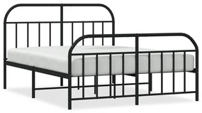 353654 vidaXL Cadru pat metalic cu tăblie de cap/picioare, negru, 140x200 cm