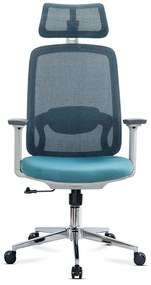 Scaun birou ergonomic bleu din mesh cu suport lombar reglabi OFF 403